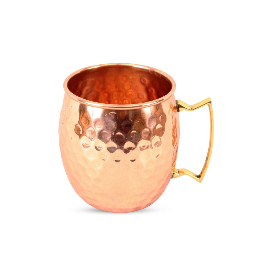 Hammered Copper 2 Moscow Mule Beer Mug Cups with 1 Tray Platter, Barware Set, For Serving Drinks, 3 Pieces